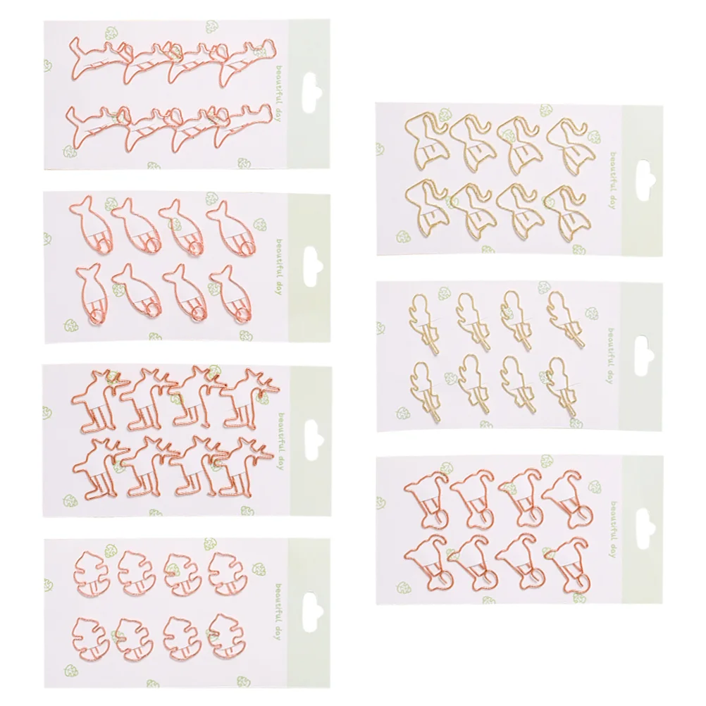 

7 Sets of Decorative Paper Clips Metal Bookmarks Clips Adorable Paper Clips for Office