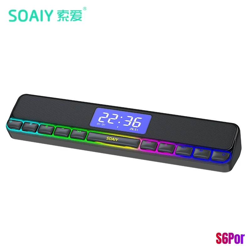 

New SOAIY S6 Game Audio Support Bluetooth Wireless AUX 3.5 Surround RGB Speakers Column Sound Bar for Computer PC Loudspeakers