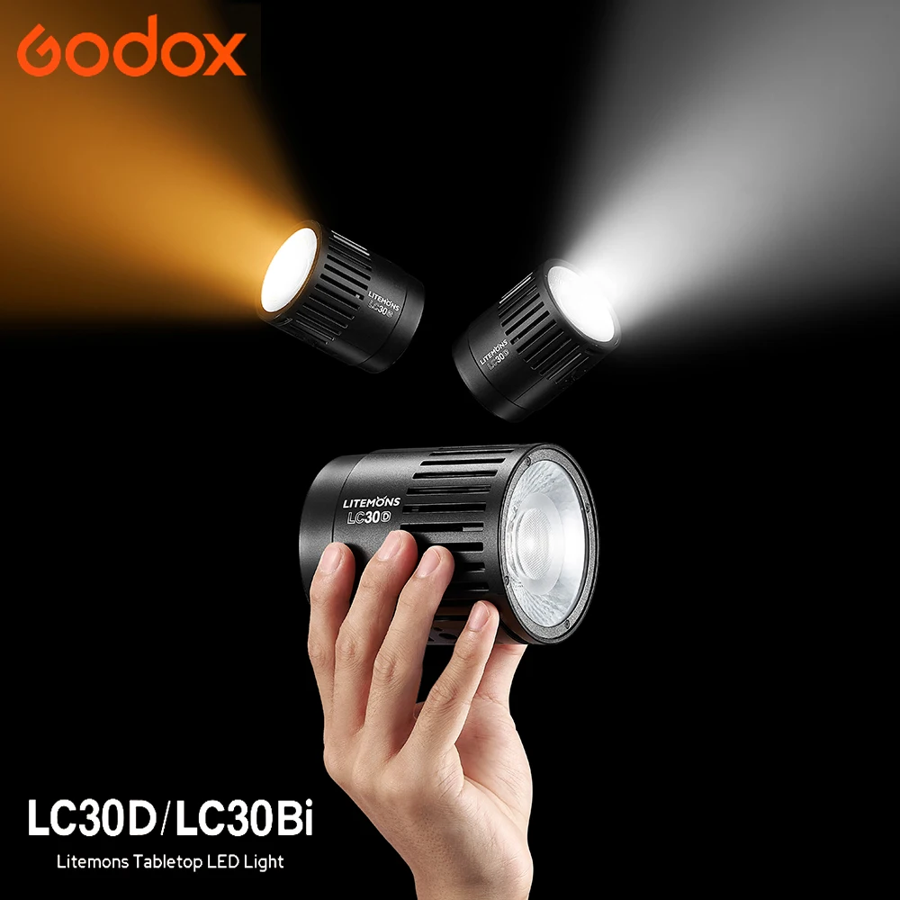 

Godox LC30D LC30Bi 5600K / 3200K-6500K Litemons Tabletop LED Light CRI95+ Portable Fill Lighting for Live Streaming Photography