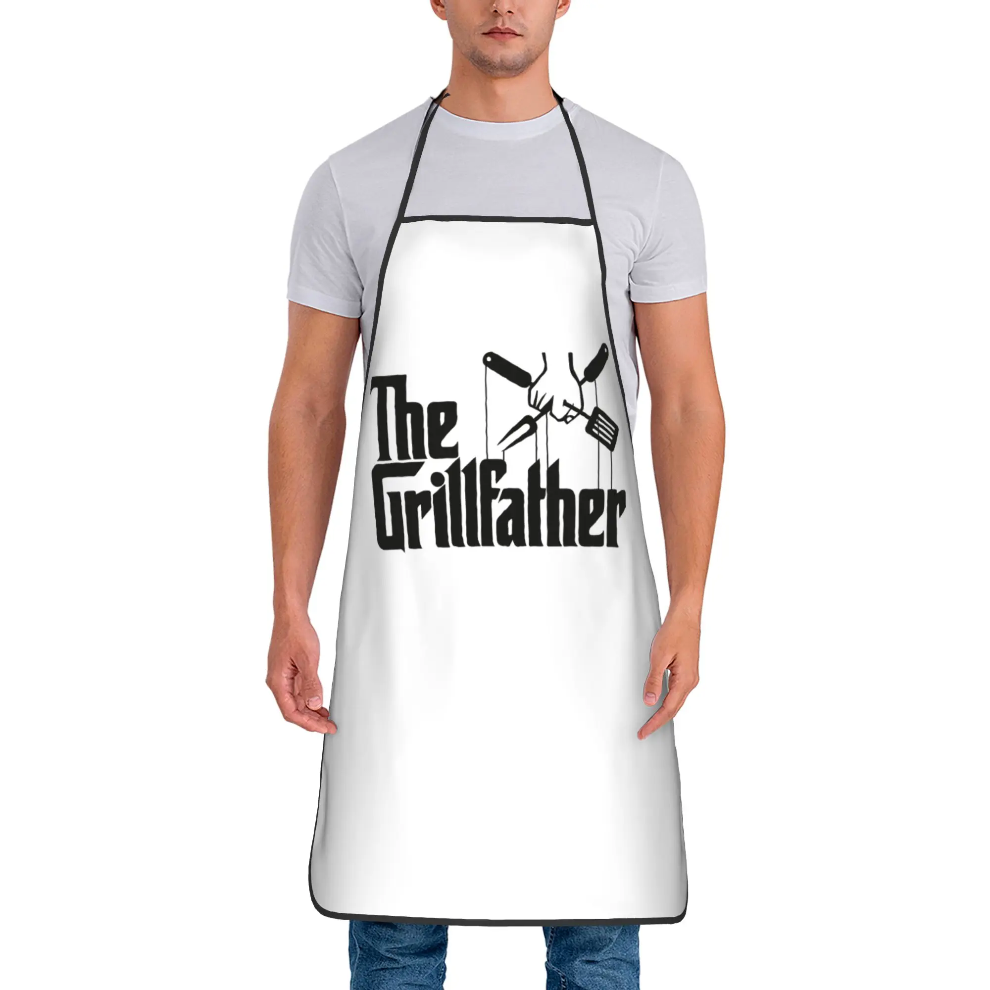 Фото Забавный фартук The Grillfather для гриль-шефа, водонепроницаемый, из полиэстера, для папы-барбекюшиста, кухонный фартук унисекс для взрослых, тонкий, для салона №1