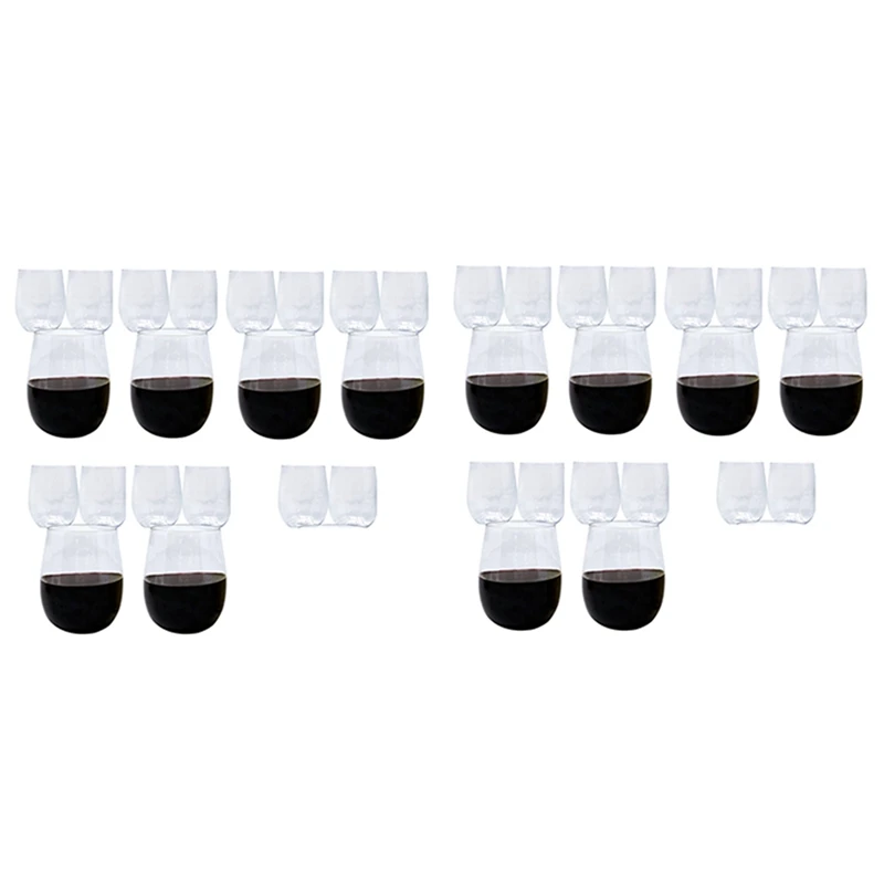 

HOT SALE 40X Disposable Wine Glasses, Stemless Plastic Wine Glasses For Parties Wine Cups, Plastic Champagne Glasses