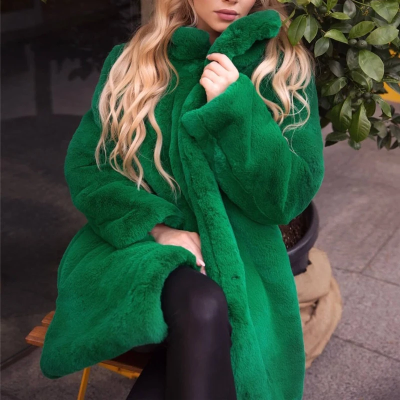 Faux Fur Coat Women 2022 Autumn Winter Casual Long Loose Jacket Female Soft Fur Plush Outwear Thick Warm Oversize Clothing