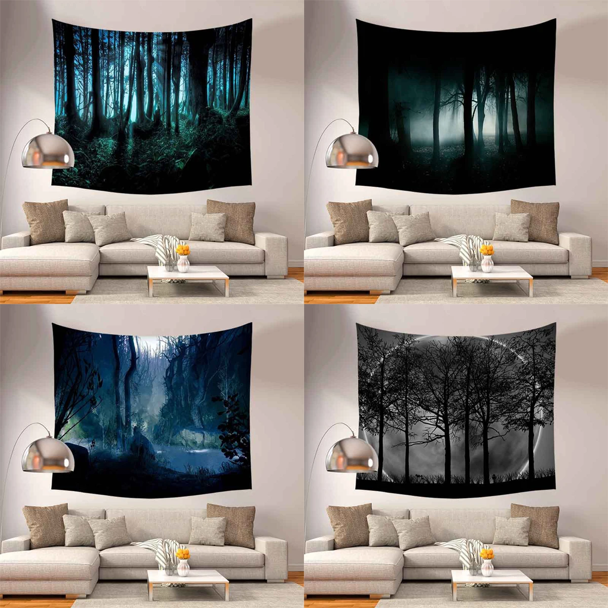 

ZHENHE Silent Dark Forest Tapestry Home Decor Wall Hanging Tapestries Boho Bedspread Yoga Mat Blanket