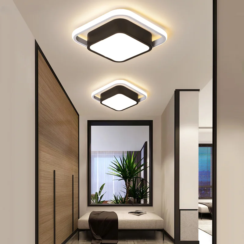 

New Modern LED Ceiling Ligjts For Corridor Aisle Porch Entrance Hall Balcony Lighting Black Grey Lamp Body Luminaria De Teto