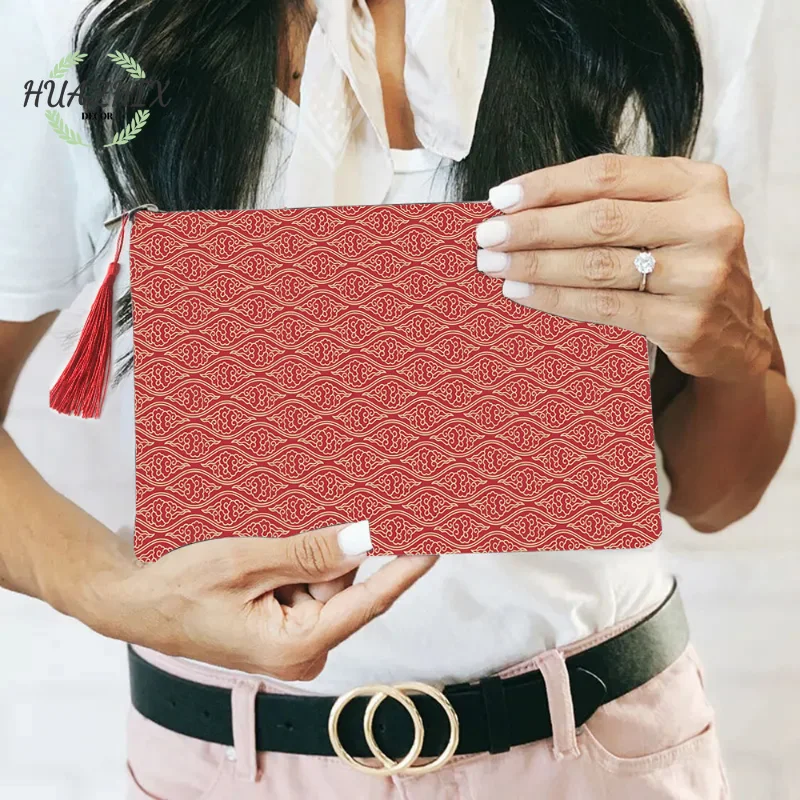 

Retro Line Cosmetic Bag Elegant Lady Custom Case Chinese Stripe Design Canvas Bags Woman Travel Toiletries Organizer Clutch