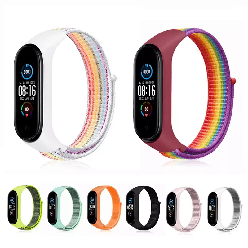 

Ремешок нейлоновый цветной для Mi Band 3 4 5 6, сменный спортивный браслет для Miband 3 4 5 6