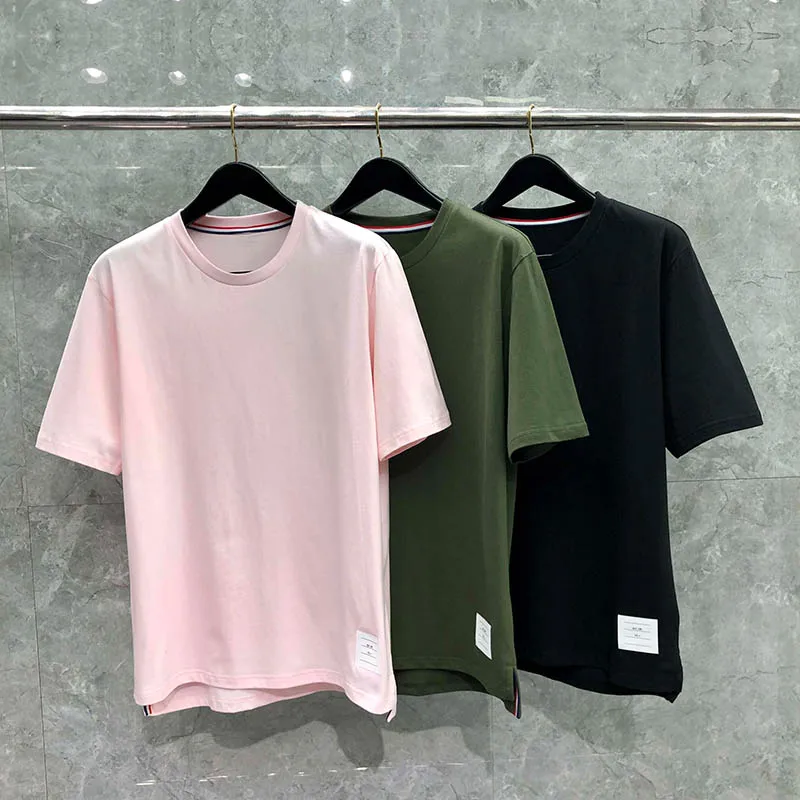

TB Thom Short Sleeve T-shirt Men's Summer Casual Fashion Slim Men's and Women's Tee Solid Fashion Couple Harajuku Loose Top