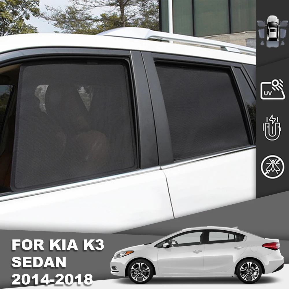Фото Для Kia Forte K3 Cerato Sedan MK2 2013-2018: Магнитные солнцезащитные шторки на лобовое стекло и боковые окна для защиты детей №1