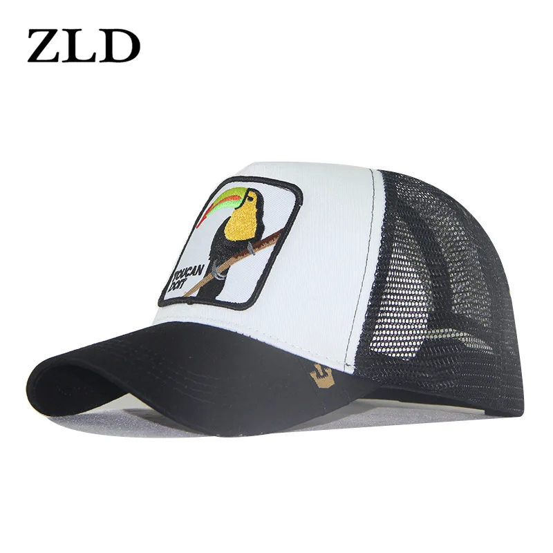 

ZLD High Quality Fashion Animal Baseball Caps Men Women Hip Hop Hat Summer Breathable Mesh Cartoon Bird Cotton Retro Caps