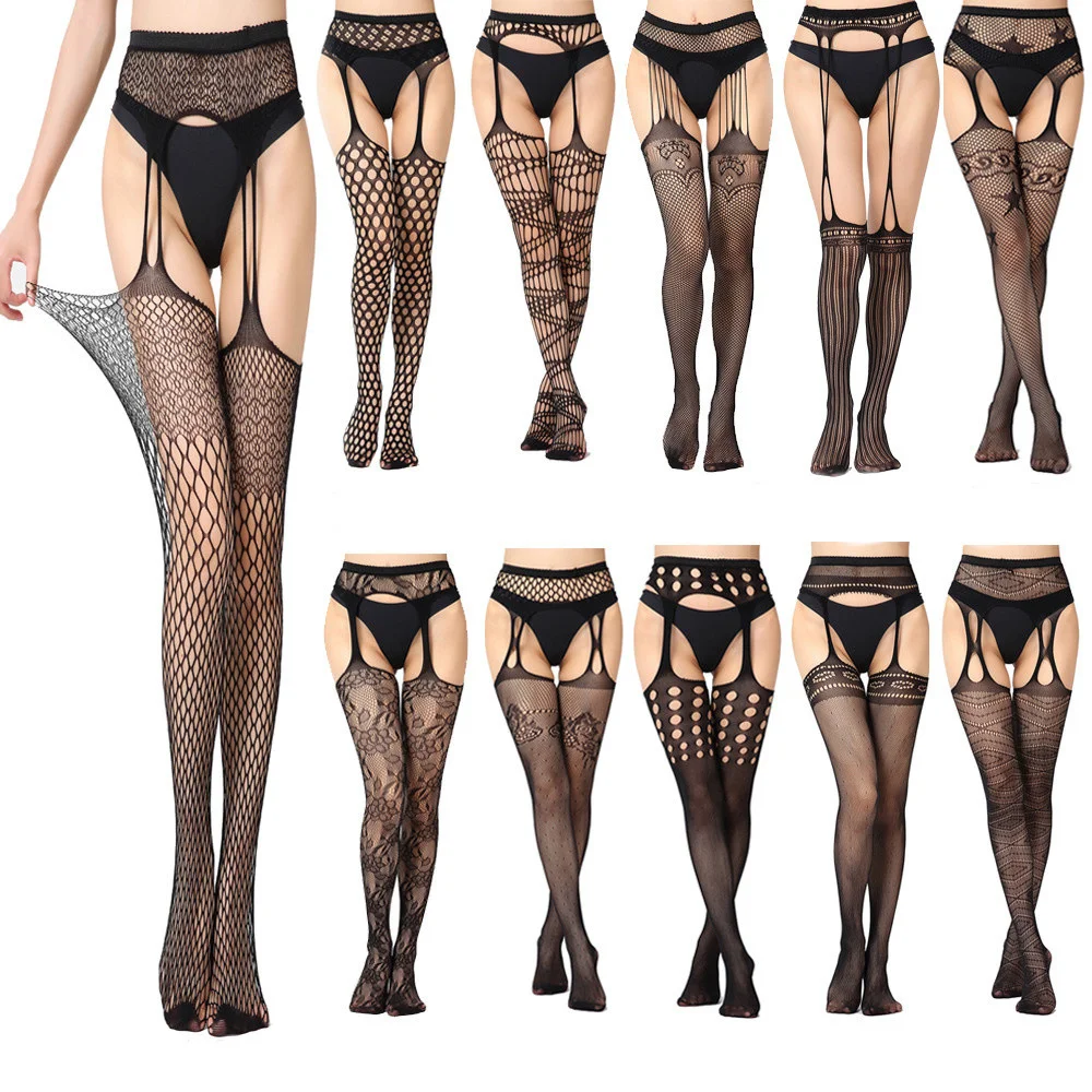 

Women Sexy Body Stocking Lace Thigh High Stockings Suspender Garter Belt Over Knee Pantyhose Women's Tights Floral ropa mujer