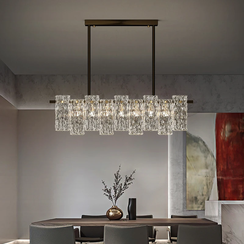 

Art Led Chandelier Pendat Lamp Ceiling Light Modern Minimalist Crystal Copper Home Dining Decor Restaurant BarTable Hanging