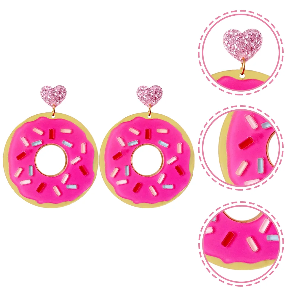 

1 Pair Womens Earrings Donuts Earrings Creative Earrings Girls Food Ear Jewelry
