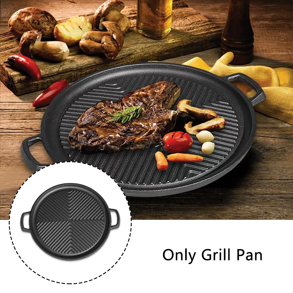 

With Handles Frying Tray Steak Bacon For Gas Oven Grill Pan Kitchen Outdoor Camping BBQ Cast Iron Picnic Non Stick Portable