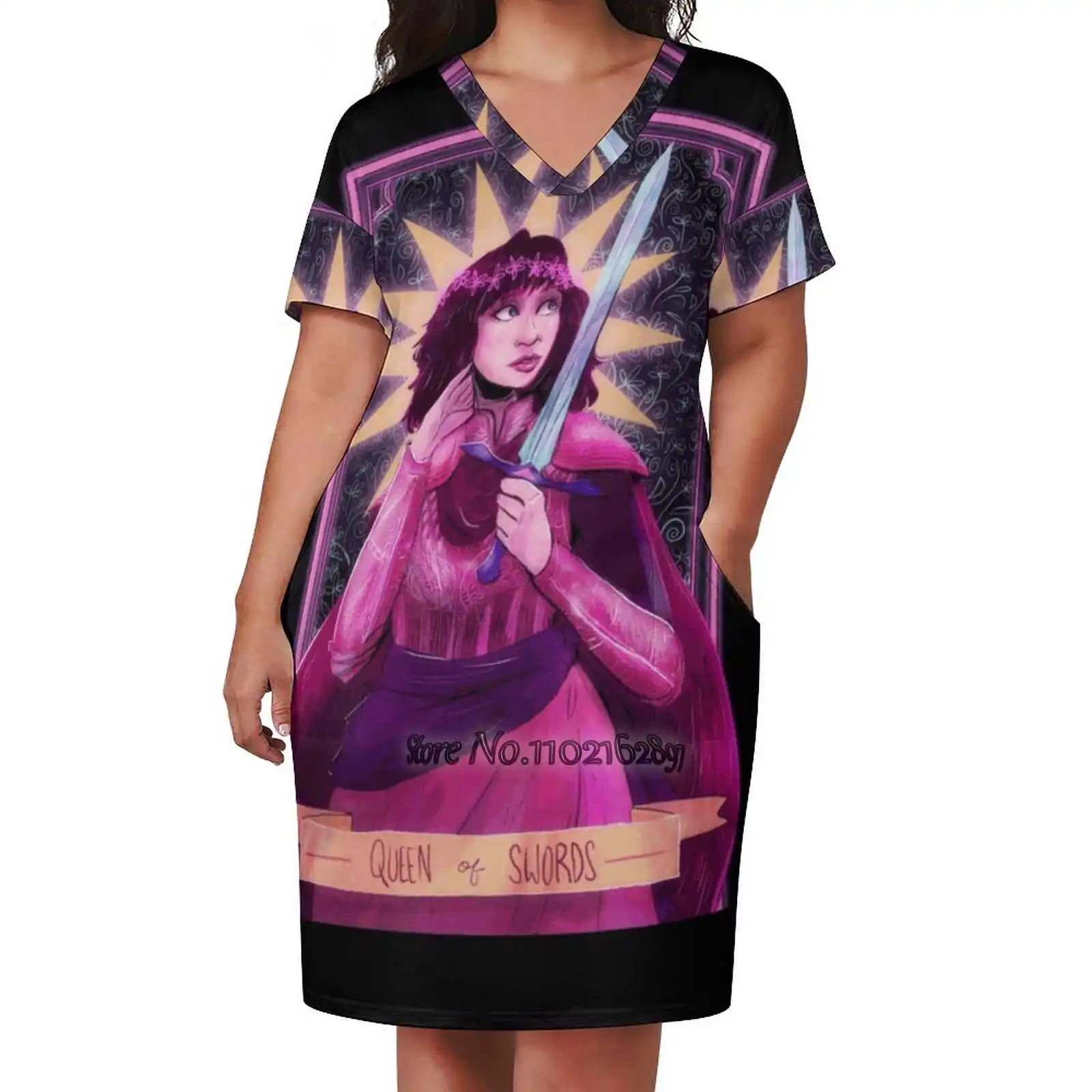 Queen Of Swords V-Neck Short Sleeve Skirt Korean Kawaii Skirts Party Dresses Crj Carly Rae Jepsen Sword Skirt Dress For Women