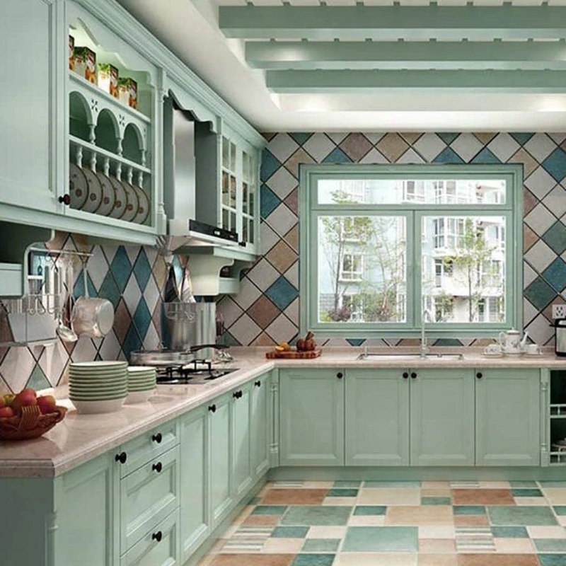 

Kitchen Waterproof Sticker Light Green Self-Adhesive Wallpaper Living Room Bedroom Removable Contact Paper Home Decor Wallpaper