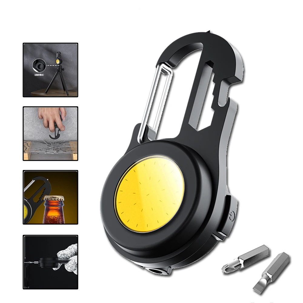 

Portable Multi-function COB Floodlight Outdoor USB C Rechargeable Keychain Light Glare Mini Flashlight Screwdriver,Strong Magnet