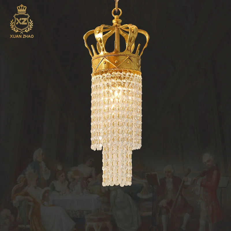 

XUANZHAO Baroque Crystal Lamp European Style Small Luxury Bedside Light Reception Desk Single Pendant Lights