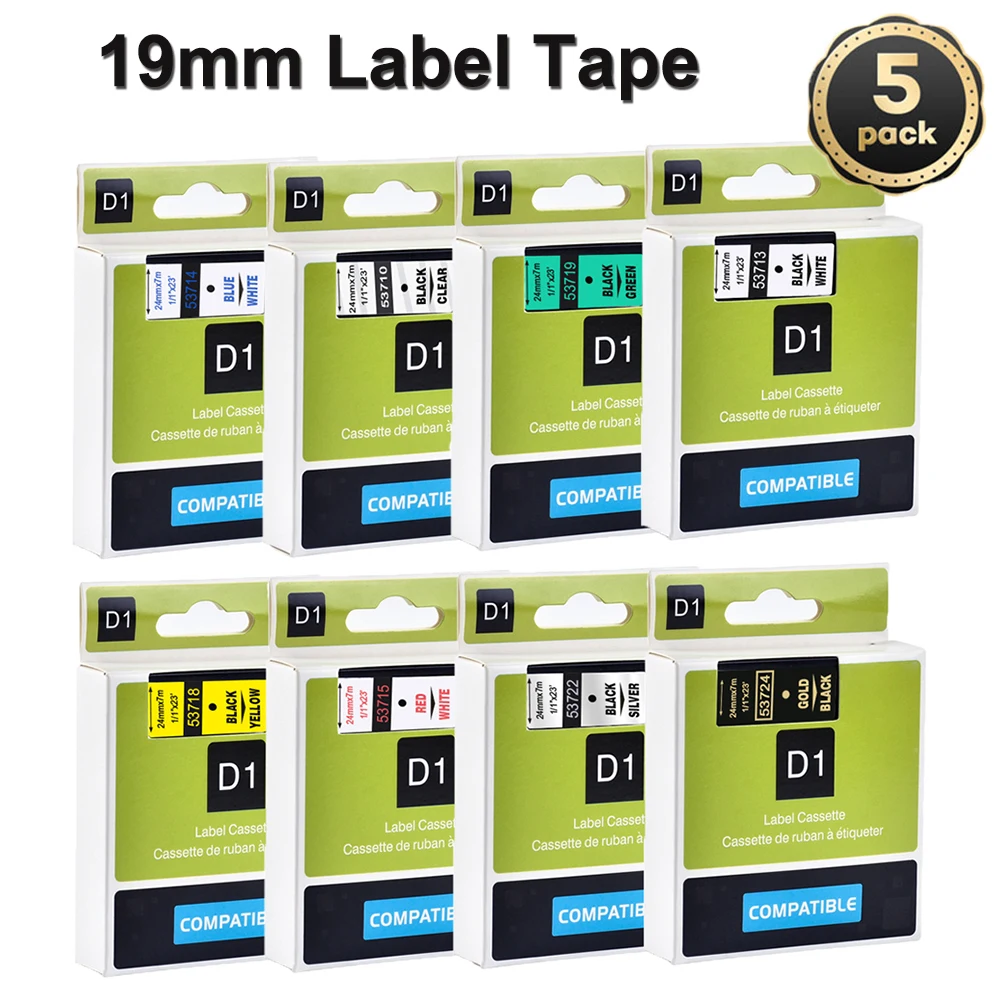 5 шт. магнитная лента D1 19 мм 45803 45806 45808 45809 45811 45813 45814 для принтера dymo label manager LM 160 210D