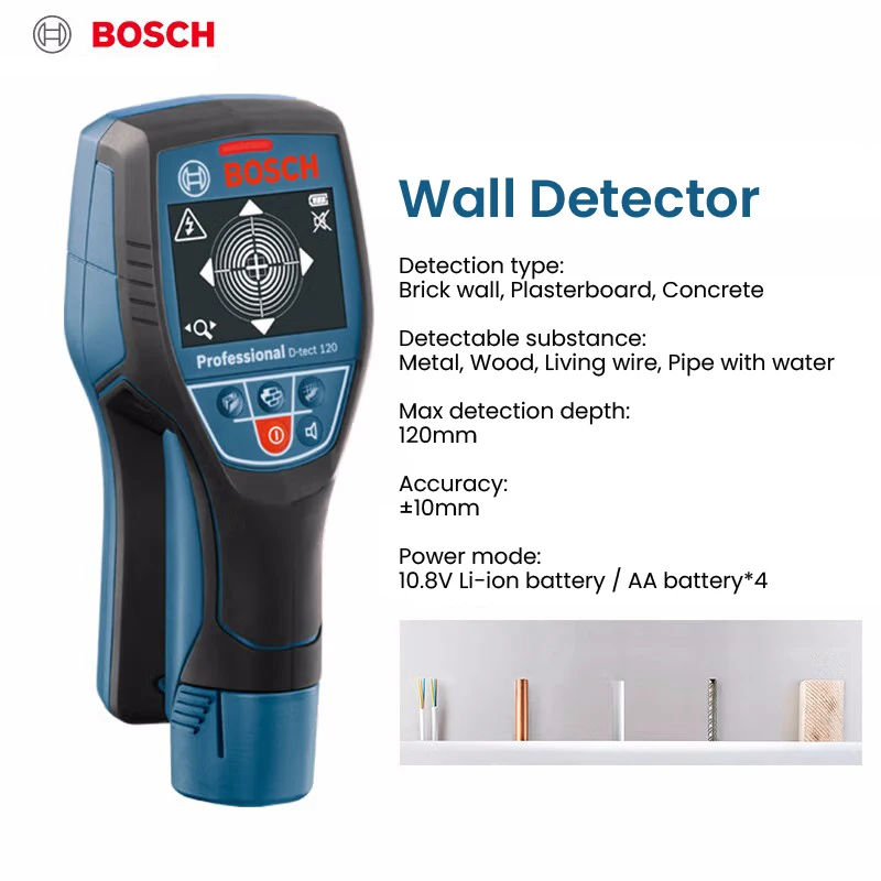 

Bosch D-tect 120 Multi-detector Digital Wall Scaner Professional High-Precision Wall Metal Detector Waterproof Gold Detector
