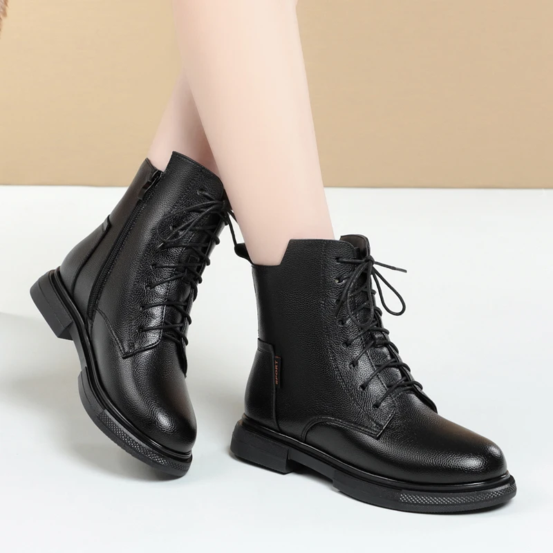 AIYUQI Women Winter Boots Wool Warm 2023 New Large Size 41 42 43 Women's Ankle Boots Non Slip Genuine Leather Women's Snow Boots