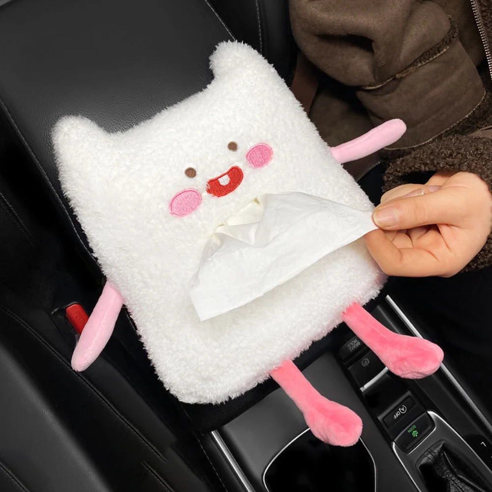 

Car Tissue Box Cover Portable Cartoon Animal Plush Hanging Paper Box Napkin Case Holder Sun Visor Clip Auto Interior Accessories