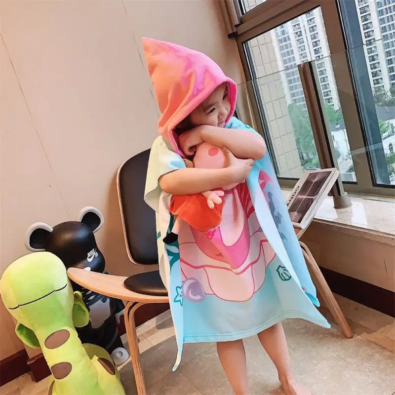 Soft Newborn Wrap Blanket Cartoon Head Warmer Baby Bath Towel Swim Pool Coverup Poncho Super Water Absorption Hooded Beach Robe images - 6