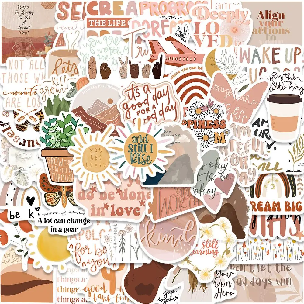 

50pcs Bohemian Motivational Language Sticker DIY Tablet Decal DIY Laptop Luggage Suitcase Waterproof Sticker Kid Classic Toy