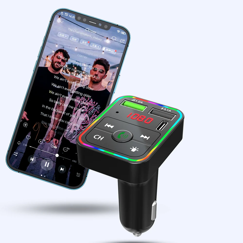 FM-трансмиттер Bluetooth 5 0 12-24 В 3 USB-порта