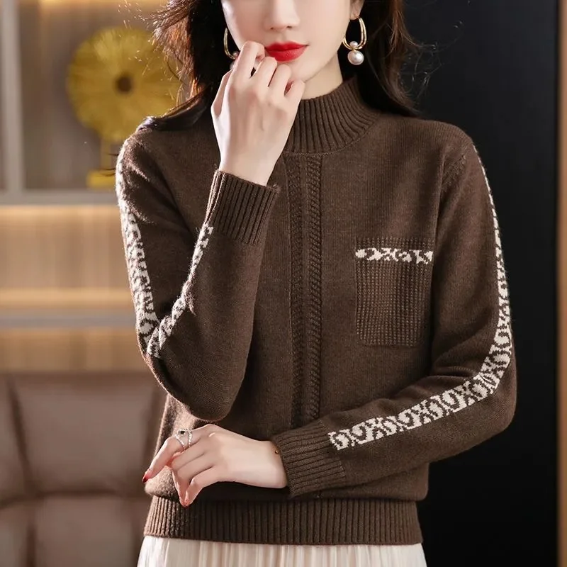 Свитер с высоким воротником женские осенне-зимние топы корейский облегающий