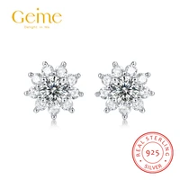 geme 925 sterling silver 0 5ct moissanite snowflake stud earrings with gra certifica d color wedding earrings for bridesmaid
