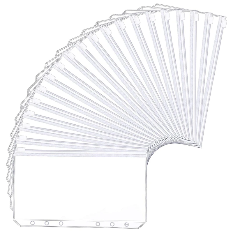 

A5 6 Holes Binder Pockets Translucent Binder Zipper Folders Waterproof Zipper Loose Leaf Bags For Files Documents Cards