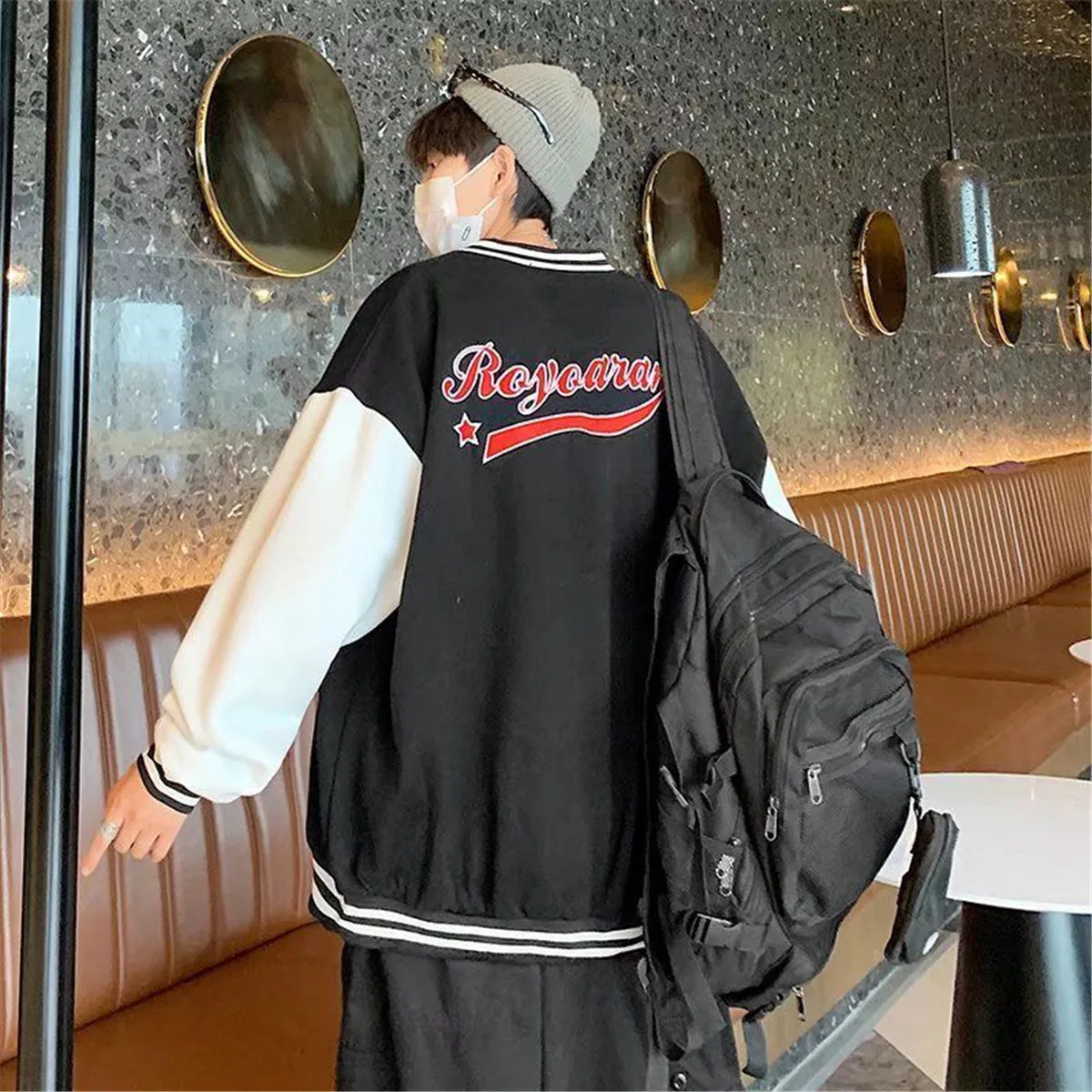 Куртка мужская хлопковая черная модная повседневная верхняя одежда в Корейском