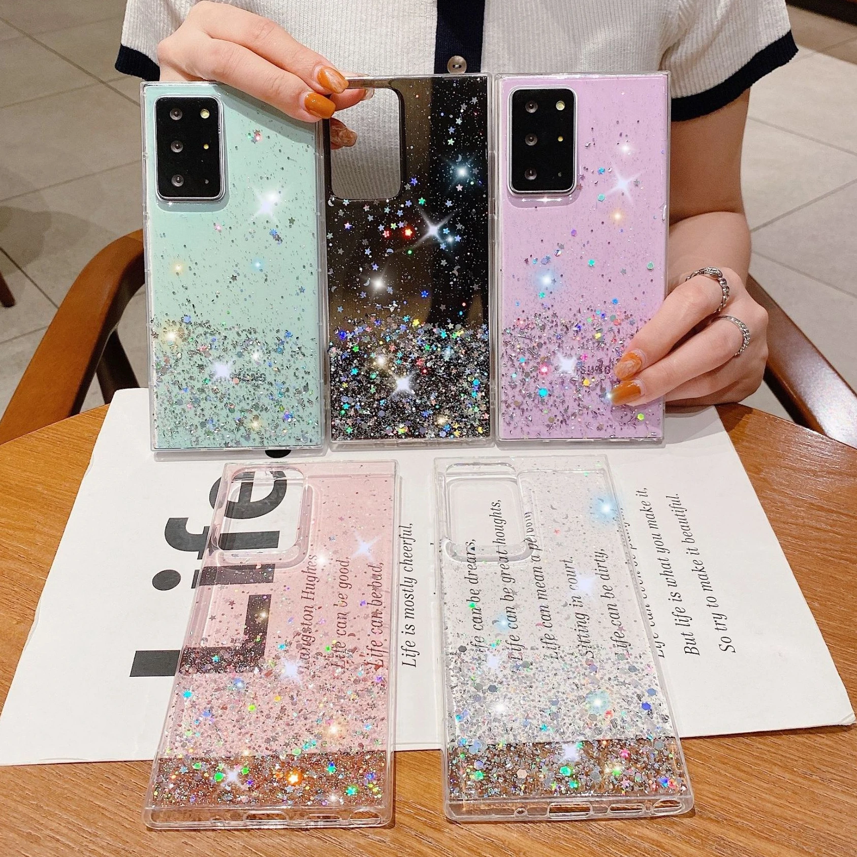 

Luxury Star Glitter Phone CASE for Samsung Galaxy S20 S22 S21 S30 S10E S11 S8 S9 S23Ultra Plus LITE FE Soft Transparent Case