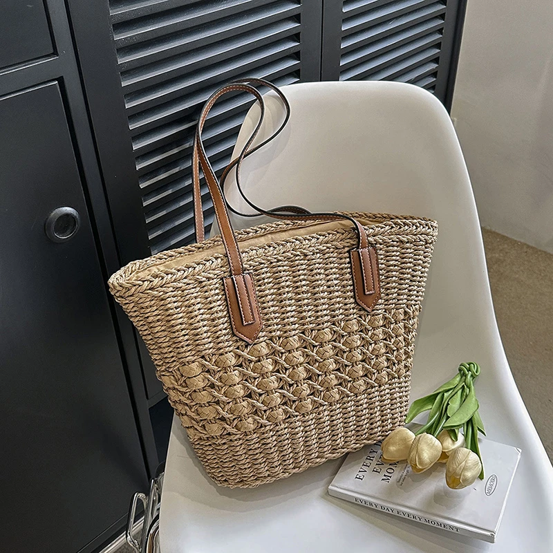 Quality Fashion Shoulder Bags Female Designer Large Capacity Top-Handle Bag Beach Bag Simple Solid Color Casua Tote Bags Sac New