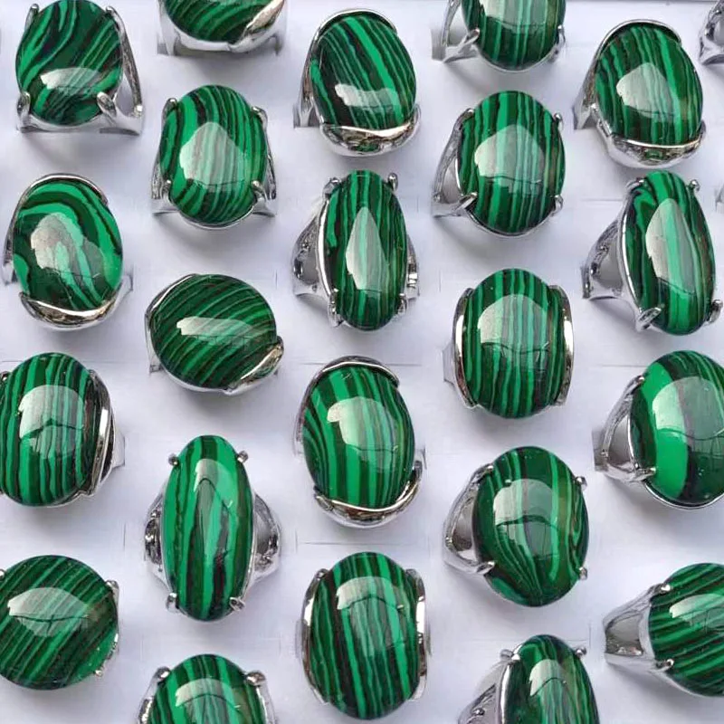 

10pcs/lot Silver Plated Oval Round Rectangle Stone Rings Mix Color Stripe Stone Ring fashion Jewelry