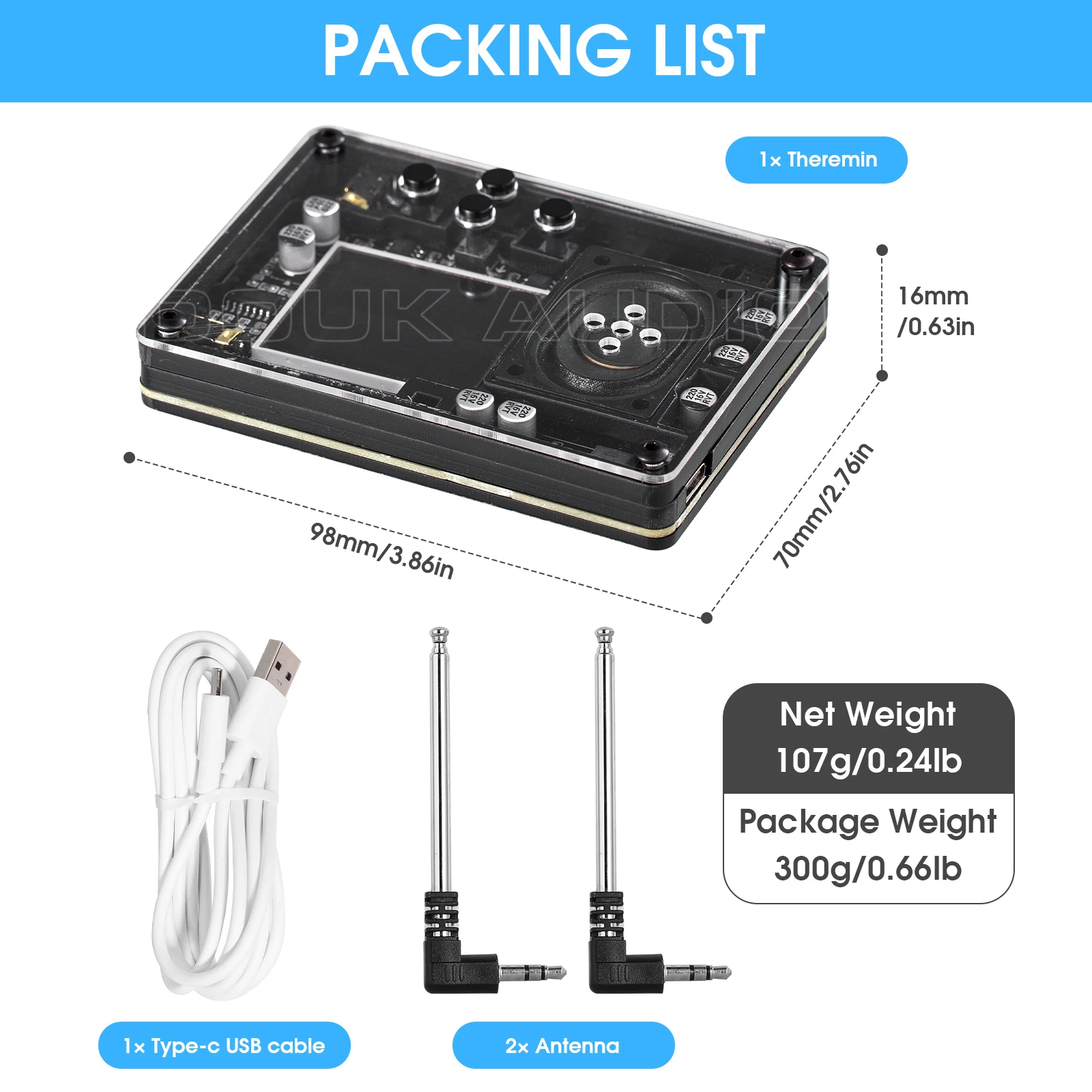 Музыкальная электронная ретро-игрушка Douk Audio Mini Theremin с множеством голосов и