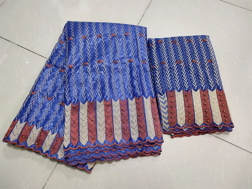 Акция хлопковое кружево bazin 5 ярдов + 2 сетчатого кружева для 1 комплекта - купить по