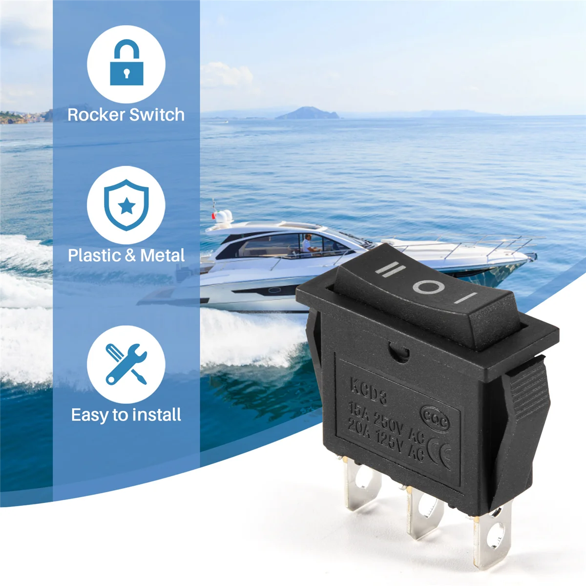 AC15A/250V 20A/125V 3-контактный SPDT ON-OFF-ON 3-позиционный кулисный переключатель