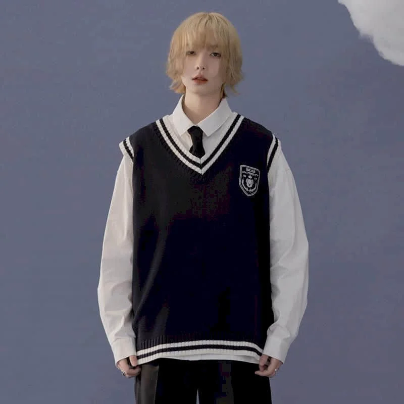 Мужской/женский Трикотажный жилет с V-образным вырезом и вышивкой - купить по