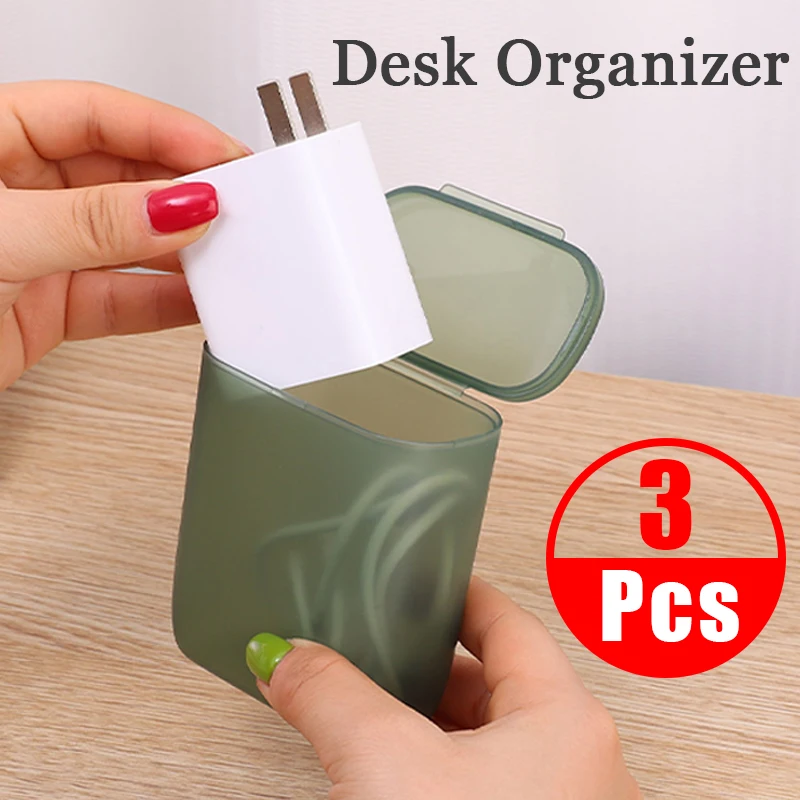 

Data Cable Storage Box Desktop Dustproof With Cover Mobile Phone Charger Box Transparent Cable Wire Container Box in Office Home