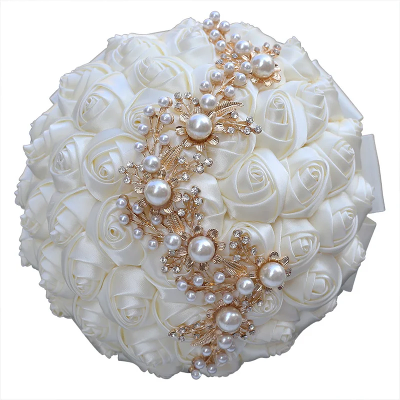 

VOHSIAHPO Bridal Wedding Bouquet De Mariage Silk Rose Pearl Brooch Girls Bridesmaid Artificial Flowers Wedding Accessories