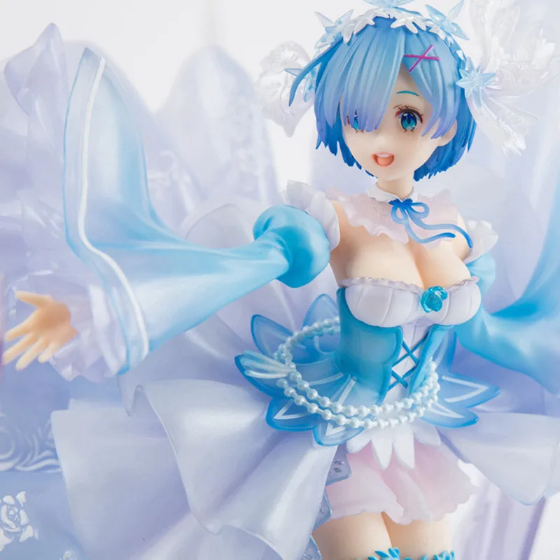 

Anime Re:life In A Different World From Zero Crystal Dress Rem Base Lighted Toy Pvc Figure Collect Car Decoration Birthday Gift