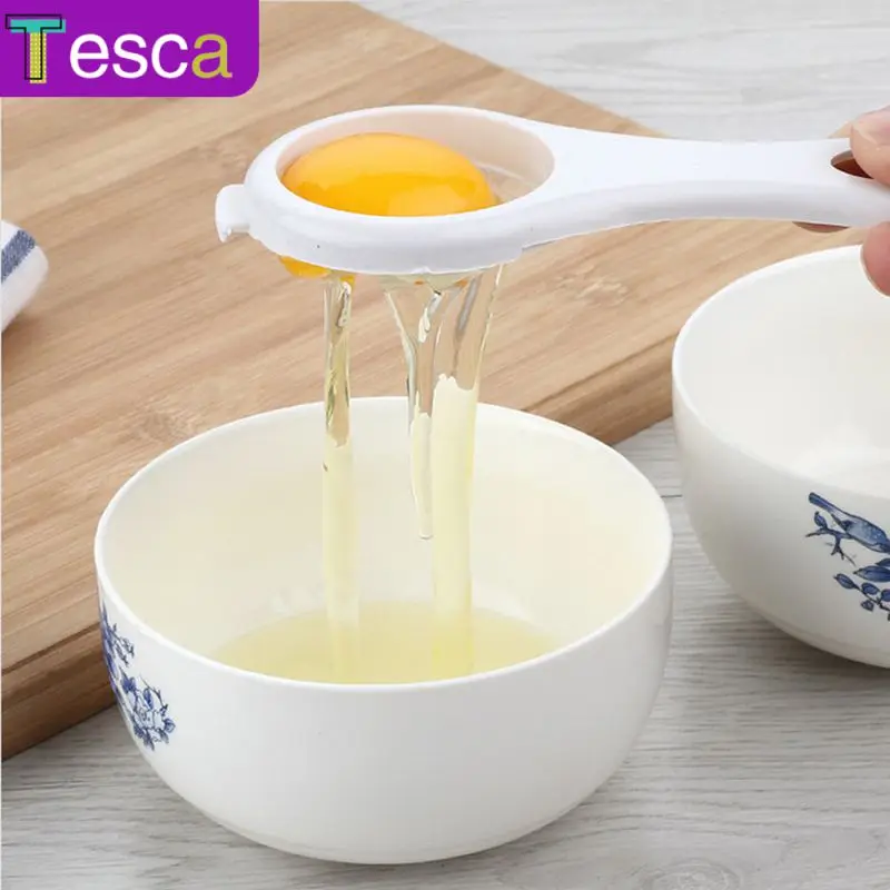 

Household Egg Filter Convenient Mini Egg Spoon Plastic With Silicone Holder Separates Sieve Kitchen Accessories Kitchen Baking
