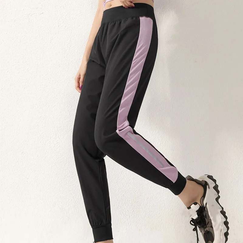 

Bauhinia Casual Loose Running Pants Women Quick-drying patchwork Color wide Pants Woman Slim High Waist Fitness Sport Clothes