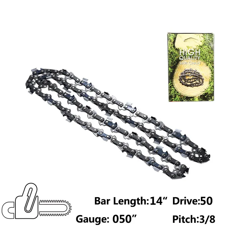 

14 Inch Chainsaw Chain Bar Pitch 3/8" Blade Wood Cutting 50 Drive Links Replacement Parts Chainsaw Spares for Electric Saw