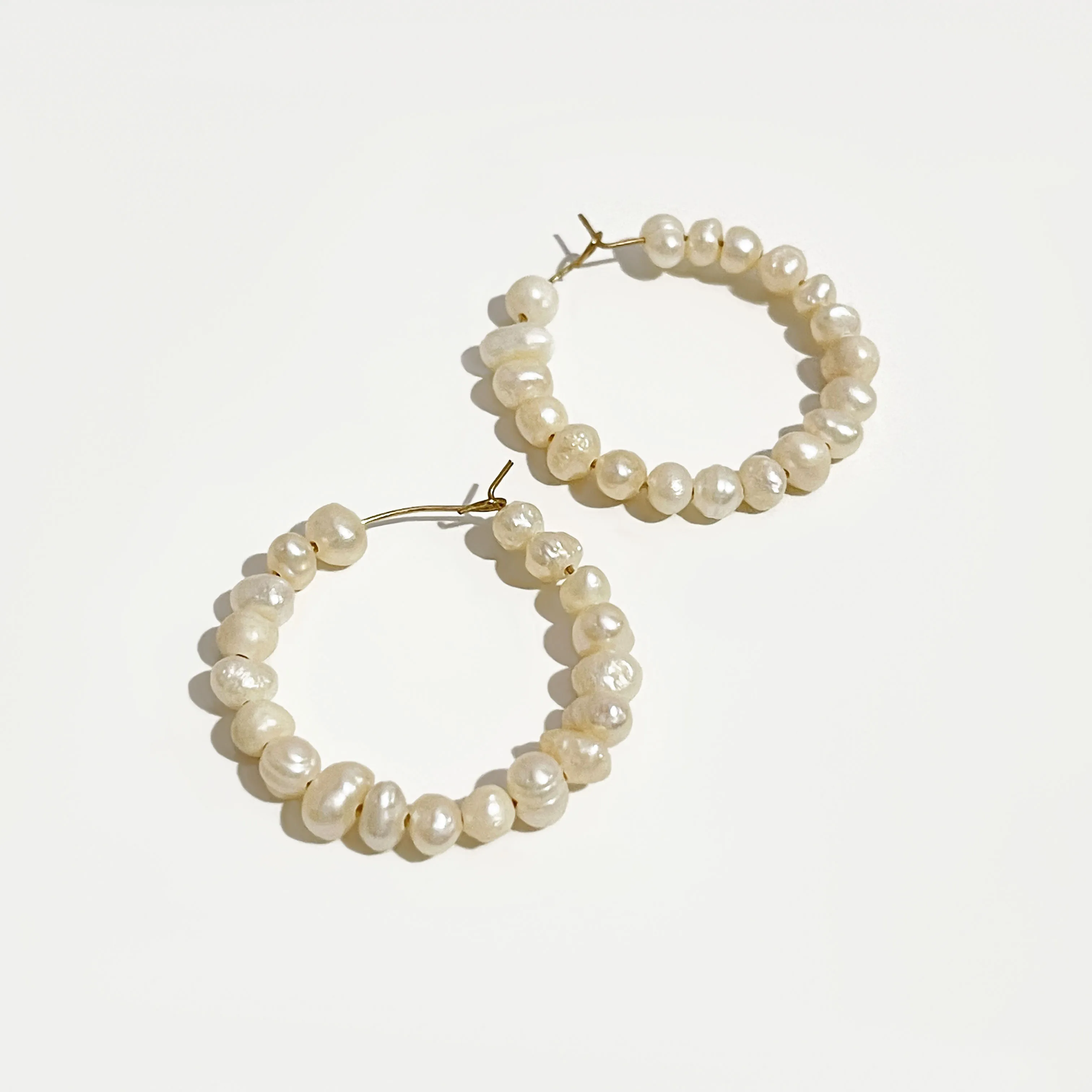 

Peri'sBox Handmade Geometric Beaded Pearl Hoop Earrings for Women Unique Natural Freshwater Pearl Earrings Hoops Boho Jewelry