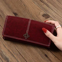 2021 new womens wallets long pu leather retro classic female card holder clutch ladies multifunction zipper coin pocket purse