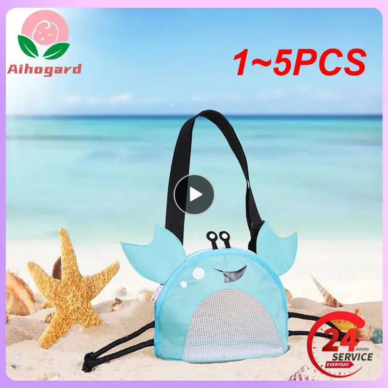 

1~5PCS Beach Mesh Bag Cute Crab Shaped Shell Bags for Holding Beach Shell ,Toys Collecting Storage Bags for Kids Sand Tools