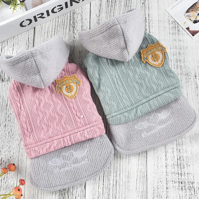 Super Warm Woolen Designer Dog Coats For Pets Autumn And Winter Luxury Design Pet Dog Clothes With Cap Dog Warm Hoodies With Hat
