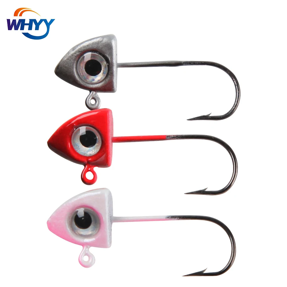 

5pcs 3D Eye Jig Head Hook 2g 3g Mustagan Fishing Lead Hook Horse Mouth Hook Triangular Fish Shape Multi-coloured Optional